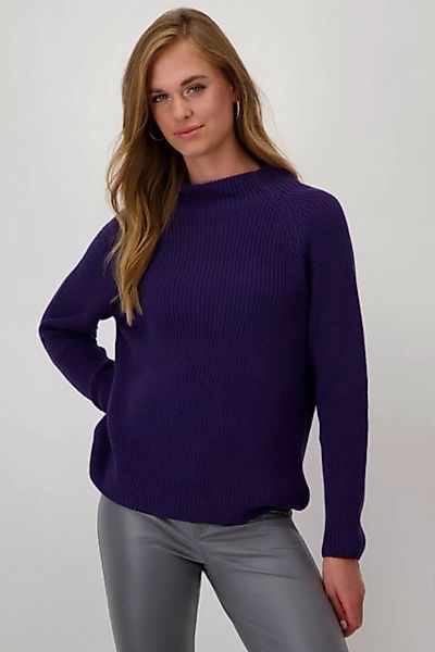 Monari Strickpullover Strickpullover mit Perlfangmuster dark purple günstig online kaufen