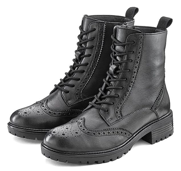 LASCANA Schnürboots Schnürstiefelette, Ankle Boots, Leder, Schnüren & Reißv günstig online kaufen