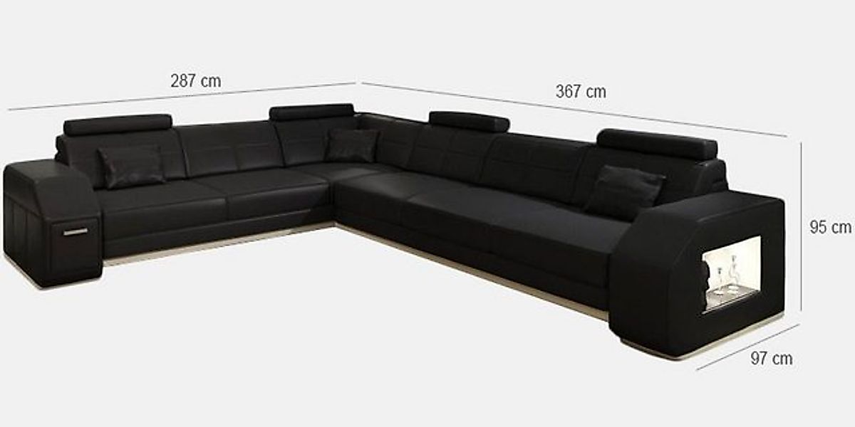 Xlmoebel Ecksofa Ledersofa mit USB-Anschluss und Eck-Sitzfläche für Wohnzim günstig online kaufen