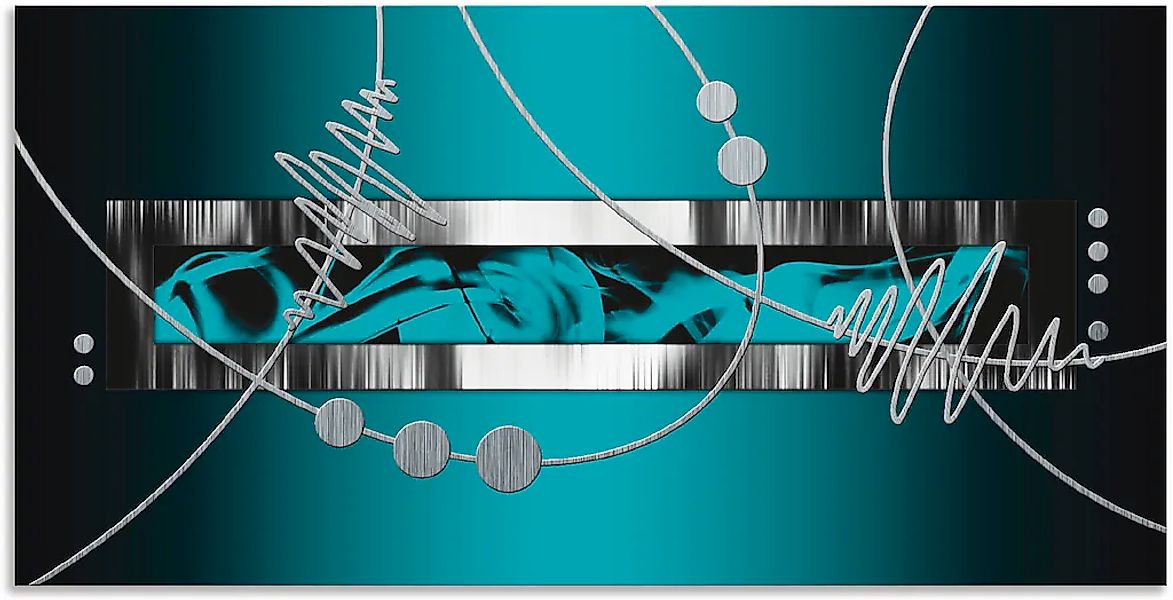 Artland Wandbild "Silber abstrakt auf petrol" Gegenstandslos 1 Stk. tlg. al günstig online kaufen