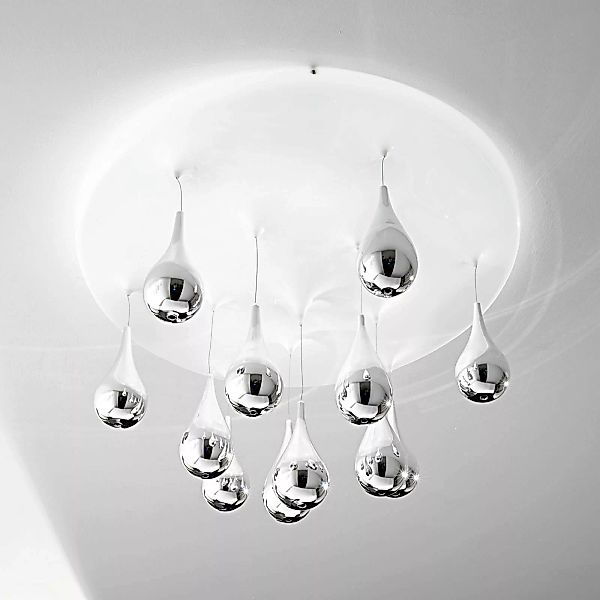 Deckenlampe Pioggia, weiß, chrom, Ø 50 cm H 33 cm günstig online kaufen