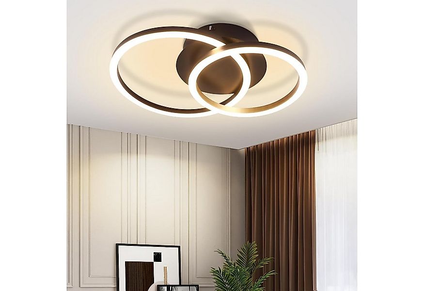 ZMH LED Deckenleuchte Wohnzimmer 2 Ringe Modern Runde Deckenlampe 24W 3000K günstig online kaufen