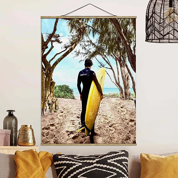 Stoffbild mit Posterleisten Surf mit mir günstig online kaufen