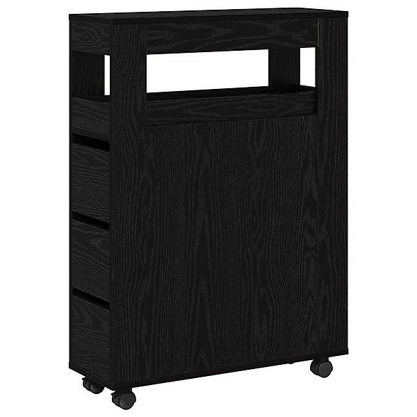 vidaXL Fächerschrank Schmaler Badezimmer Schrank mit Rädern Schwarz Holz Sp günstig online kaufen