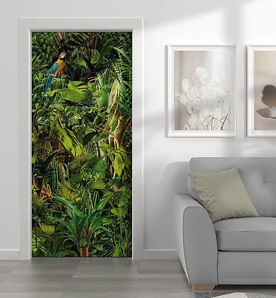 MyMaxxi Dekorationsfolie Türtapete Türposter selbstklebend Dschungel Papage günstig online kaufen