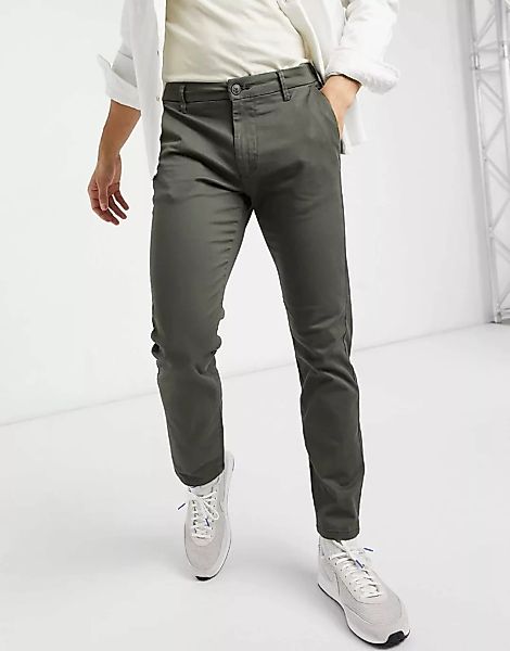 Burton Menswear – Schmale Chinohose in Khaki-Grün günstig online kaufen