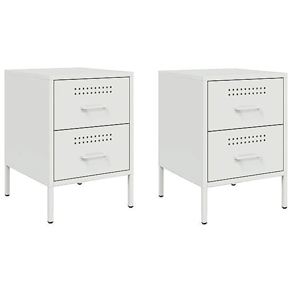 vidaXL Nachttische 2 Stk, Weiß 36x39x50,5 cm Stahl 842933 günstig online kaufen