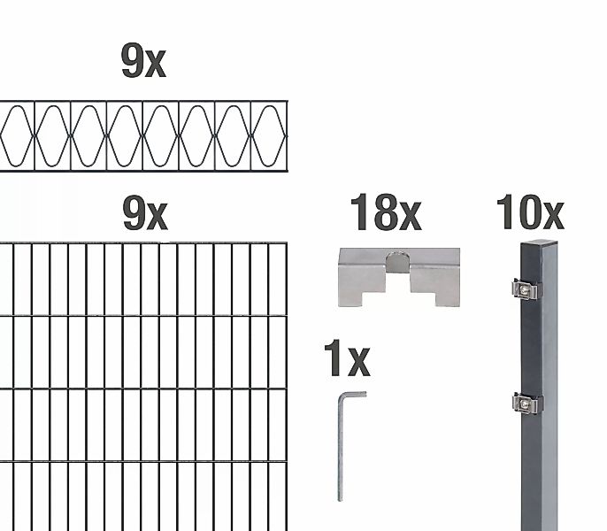 Alberts Doppelstabmattenzaun "Eleganz", anthrazit, Höhe: 100-160cm, Gesamtl günstig online kaufen