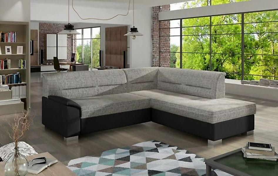 JVmoebel Ecksofa Design Ecksofa Schlafsofa Bettfunktion Couch Leder Textil günstig online kaufen