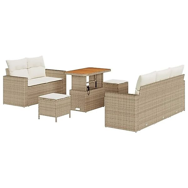 vidaXL Gartensofa-set mit Kissen 8-Tlg Beige und Creme Poly-Rattan 3363511 günstig online kaufen