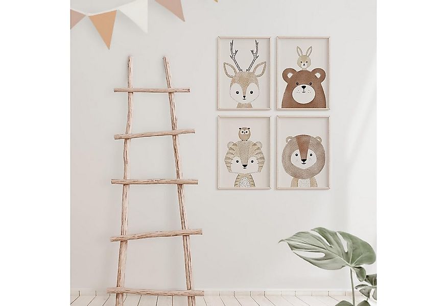 MeinBaby123® Poster Bilder Kinderzimmer, Tiere Poster Kinderzimmer Deko, Ba günstig online kaufen