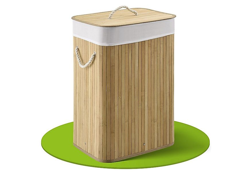 Juskys Wäschekorb Curly, 72 l, mit Tragegriffe, Deckel, Wäschesack waschbar günstig online kaufen