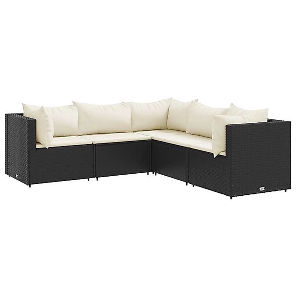 vidaXL 5-tlg Garten-Lounge-Set mit Kissen Schwarz Poly Rattan Modell 15 günstig online kaufen