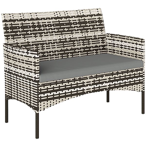 Outsunny Gartensofa 2-Sitzer Rattansofa mit Kissen Loungesofa, Wetterfest C günstig online kaufen