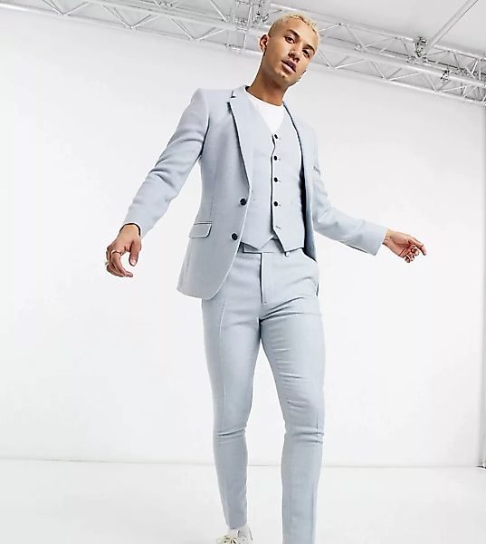 ASOS DESIGN Wedding – Superenge Anzughose aus Twill-Wollmischung in Jeansbl günstig online kaufen