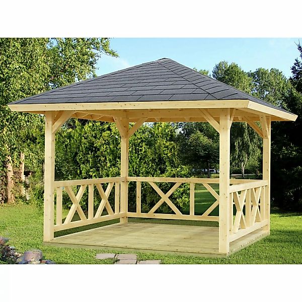 Palmako Holz-Pavillon Betty Natur imprägniert 300 cm x 300 cm ohne Fußboden günstig online kaufen