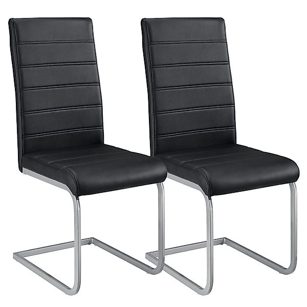Juskys Freischwinger Stuhl Vegas 2er Set aus Kunstleder Schwarz günstig online kaufen