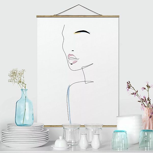 Stoffbild mit Posterleisten Line Art - Lips and Eyebrows günstig online kaufen