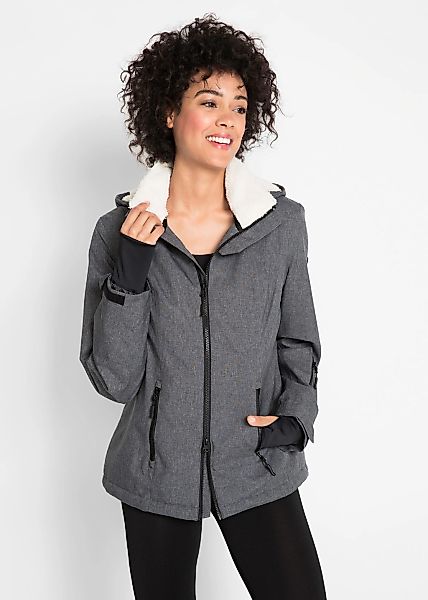 bonprix Funktionsjacke mit Kapuze mit Teddyfleece-Futter, wind- und wasserd günstig online kaufen