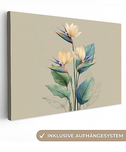 OneMillionCanvasses® Leinwandbild Paradiesvogelblüten - Blaugrüne Blätter - günstig online kaufen