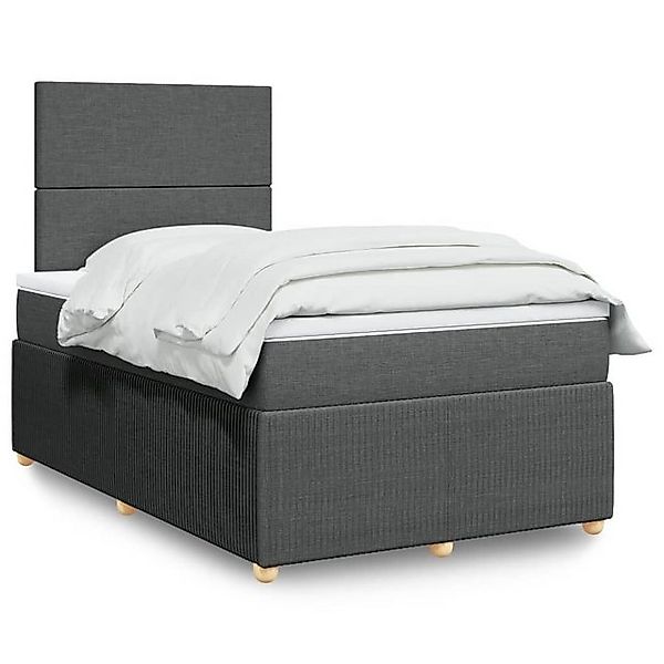 vidaXL Boxspringbett, Boxspringbett mit Matratze Dunkelgrau 120x200 cm Stof günstig online kaufen