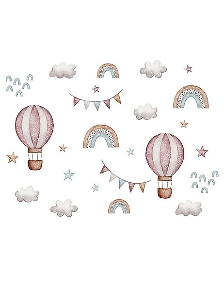 Sipo Wandbild Wandaufkleber Hase, Sterne, Heißluftballon günstig online kaufen