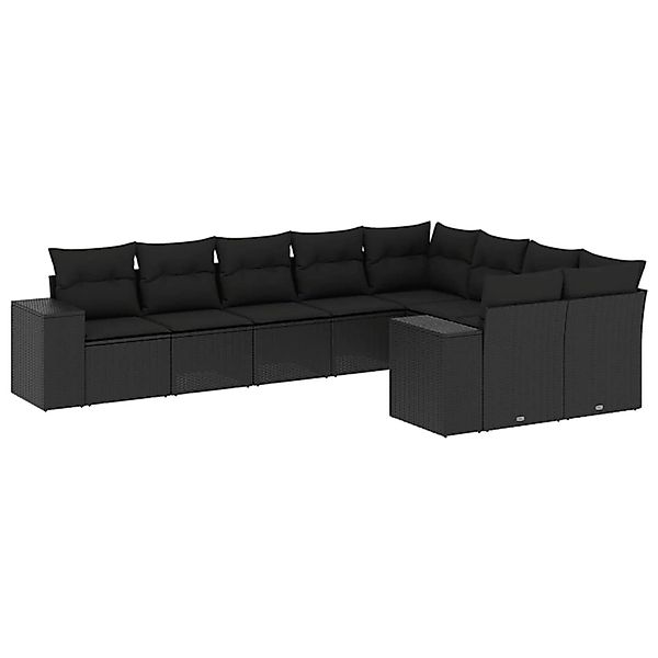 vidaXL 9-Tlg Garten-Sofagarnitur mit Kissen Schwarz Poly Rattan 3223034 günstig online kaufen