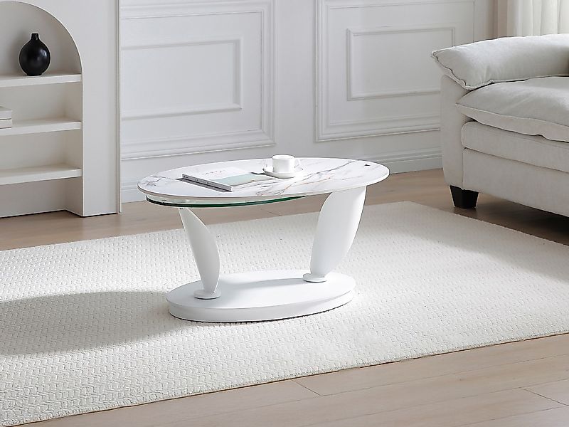 Couchtisch mit drehbaren Tischplatten - Keramik, Sicherheitsglas & Metall - günstig online kaufen