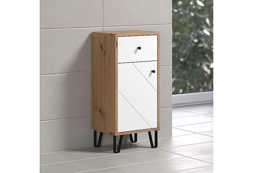 ebuy24 Badezimmerspiegelschrank Touch Badschrank weiß matt, Eiche dekor. günstig online kaufen