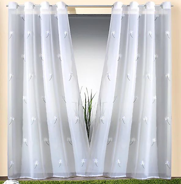 Weckbrodt Vorhang »Daisy«, (1 St.), Voile, halbtransparent, bestickt, Flora günstig online kaufen