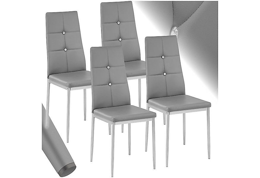 tectake Esszimmerstuhl Küchenstühle, Kunstleder mit Glitzersteinen (Set, 4 günstig online kaufen