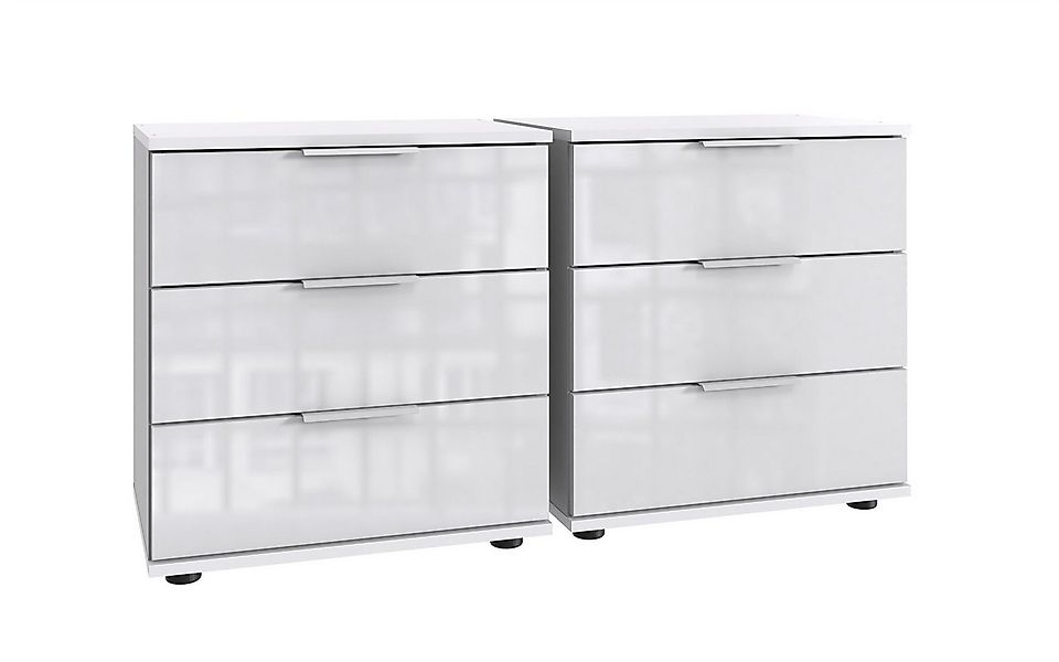 Wimex Nachtschrank (2er-Set) in WEISS + GLAS WEISS - 104x58x38cm (BxHxT) (2 günstig online kaufen