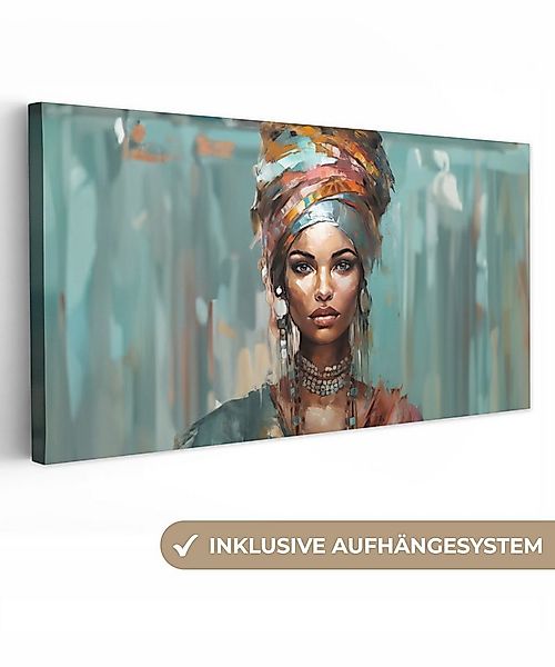 OneMillionCanvasses® Leinwandbild Panorama Frau - Kunst - Schmuck - Porträt günstig online kaufen