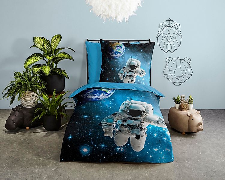 good morning Jugendbettwäsche 135x200cm Astronaut Sternenreise günstig online kaufen