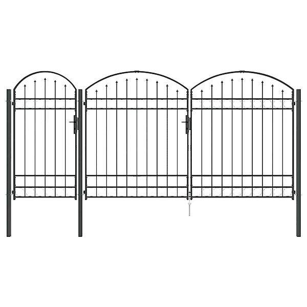 vidaXL Gartentor mit Gewölbtem Oberteil Grau 400 x 125 cm Stahl 42008956 günstig online kaufen