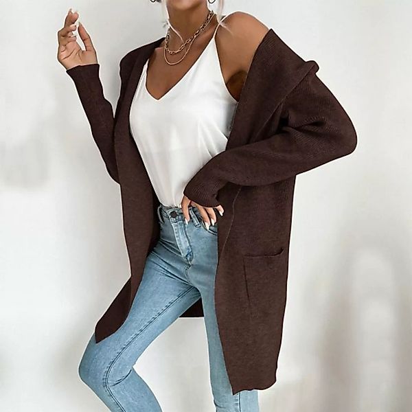 FIDDY Strickjacke Damen-Strickpullover-Cardigan-Mantel mit Kapuze günstig online kaufen