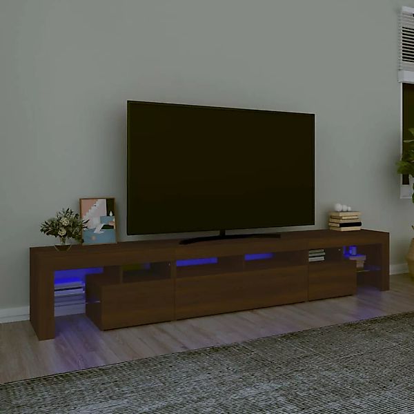 Vidaxl Tv-schrank Mit Led-leuchten Braun Eichen-optik 230x36,5x40 Cm günstig online kaufen