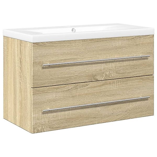 vidaXL Badezimmer-Set 2-tlg. Badmöbel-Set Sonoma-Eiche Holzwerkstoff, günstig online kaufen