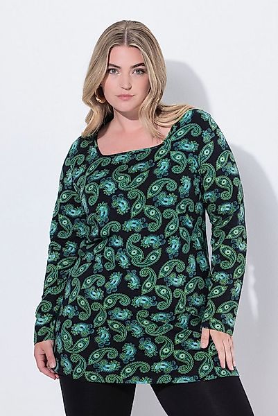 Ulla Popken Longshirt Longshirt Paisley A-Linie Carré-Ausschnitt Langarm günstig online kaufen