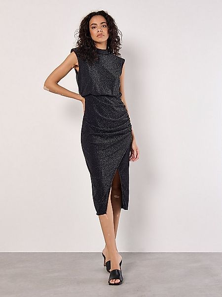 Apricot Partykleid glitzerndes Midikleid mit seitlicher Raffung günstig online kaufen