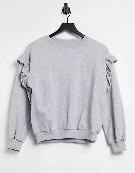 Style Cheat – Sweatshirt in Grau mit Rüschenärmeln günstig online kaufen