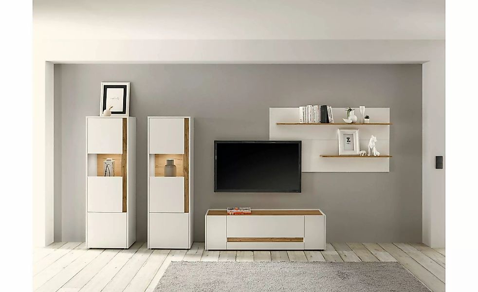Wohnwand  Cande ¦ weiß ¦ Maße (cm): B: 340 H: 45 Kommoden & Sideboards > Wo günstig online kaufen