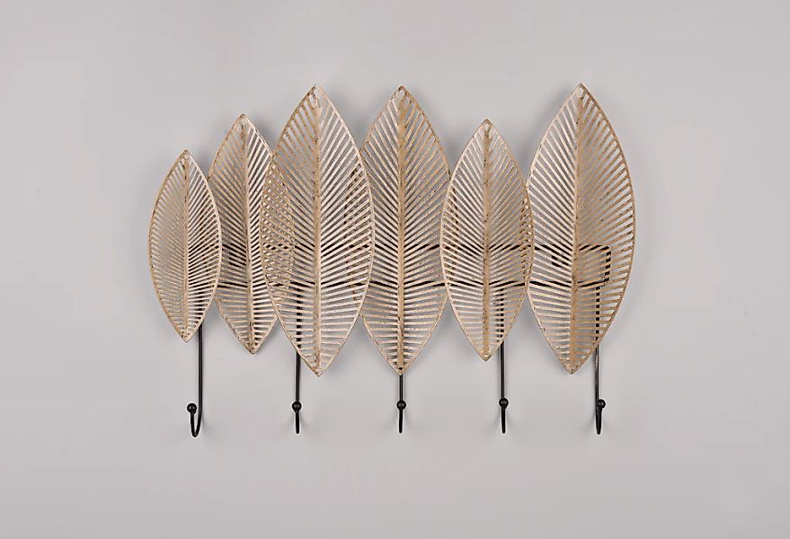 MIRRORS AND MORE Wandgarderobe "Alma", (1 St.), Blatt-Design mit 5 Haken au günstig online kaufen