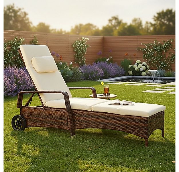 Mucola Gartenliege Rattan Sonnenliege Gartenliege Polyrattan Rattanmöbel Te günstig online kaufen