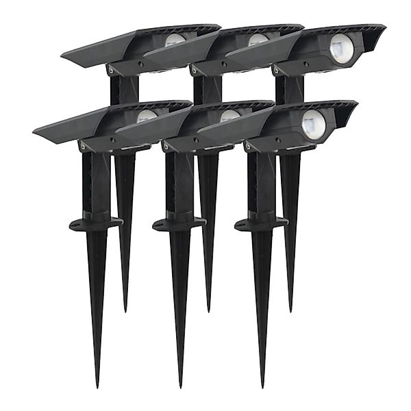 LUXULA LED Solar Gartenstrahler Spot 6er Set 6x 100lm 4000K Neutralweiß Erd günstig online kaufen