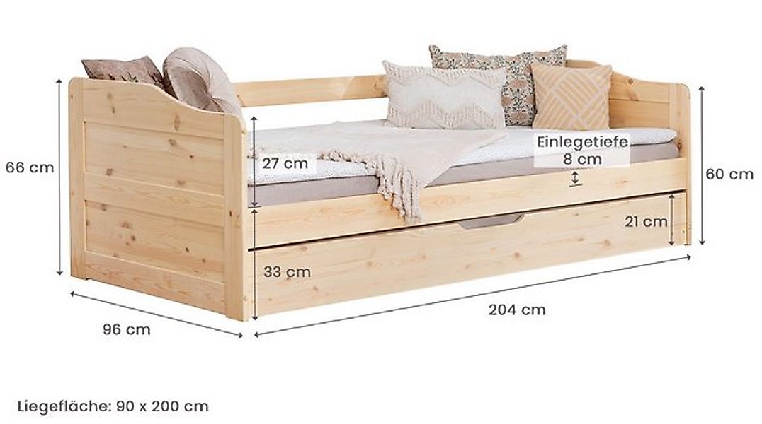 Ticaa Funktionsbett Sofabett Funktionsbett Gästebett mit Auszug günstig online kaufen