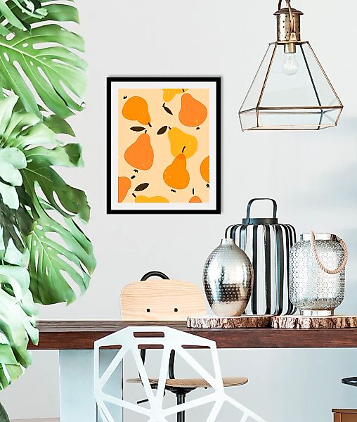 queence Bild "Pears Party", Obst-Obst Bilder-Schriftzug-Kunst-Abstrakt-Esse günstig online kaufen