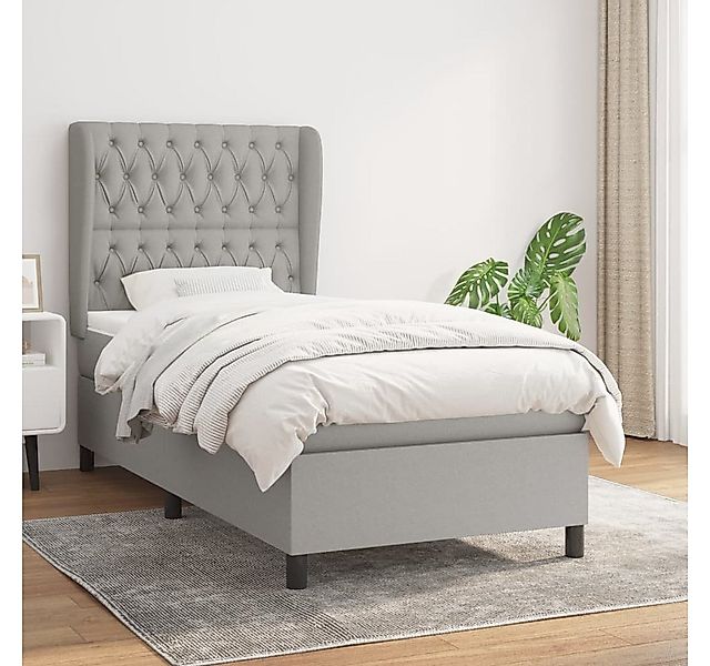 Vidaxl Boxspringbett Mit Matratze Hellgrau 100x200 Cm Stoff günstig online kaufen