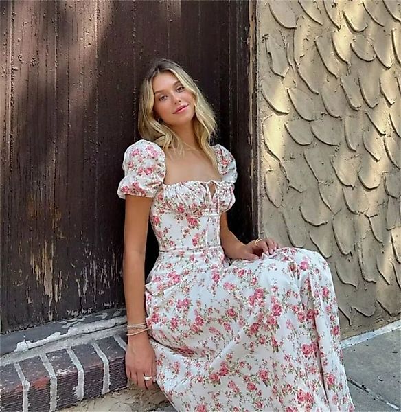 RUZU UG Dirndl Kleid Damen New Style Kleiner frischer floraler schmaler Sch günstig online kaufen