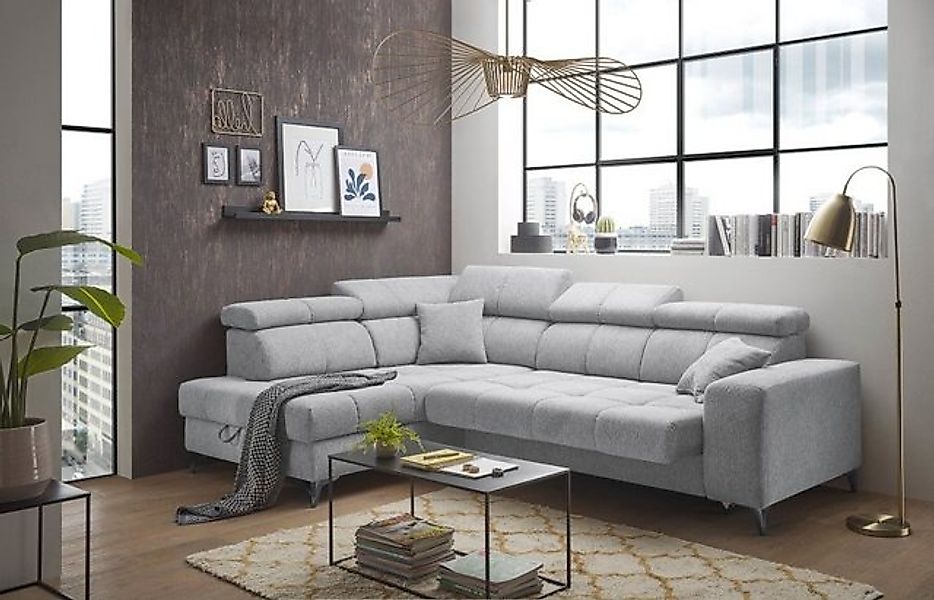 ED EXCITING DESIGN Ecksofa "Sydney L-Form", mit Bettfunktion, Bettkasten, K günstig online kaufen